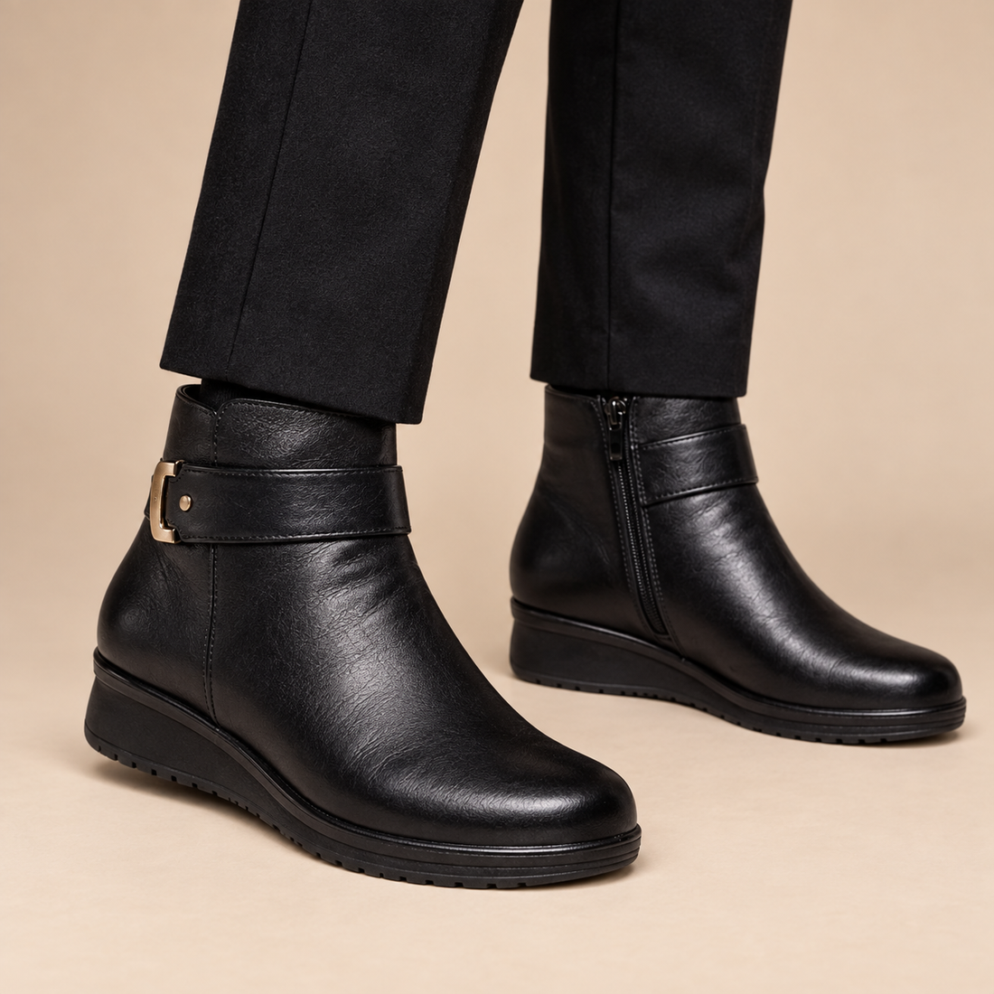 Skórzane buty damskie z anatomiczną podeszwą i usztywnioną cholewką