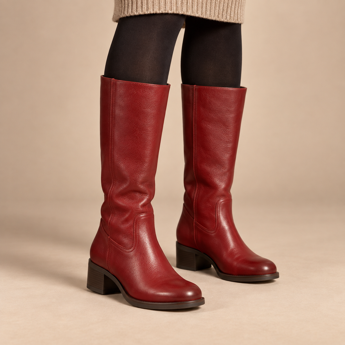 Jesienne buty damskie z anatomiczną wkładką i cholewką do połowy łydki