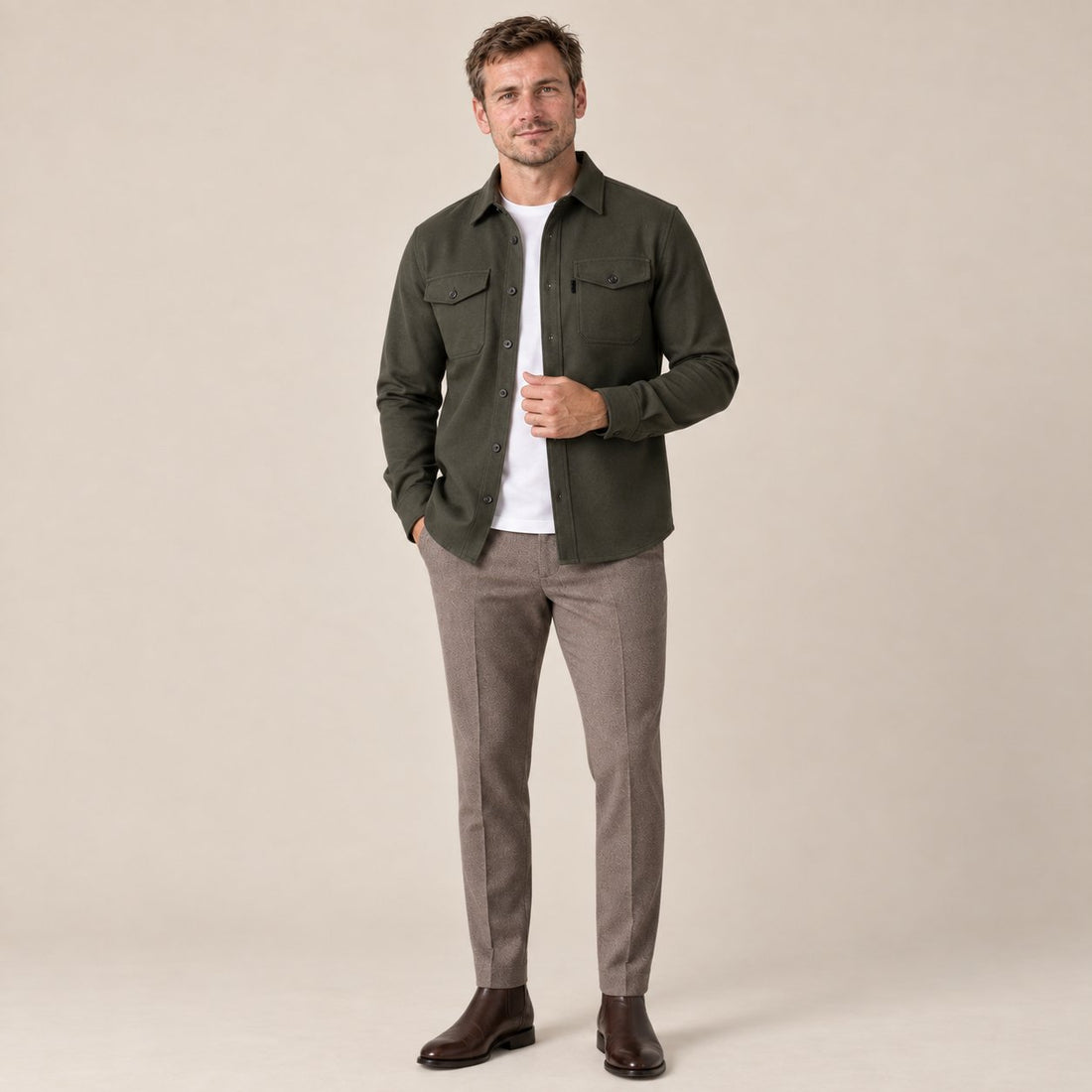 Koszula wierzchnia męska slim fit z efektem szczotkowanej bawełny