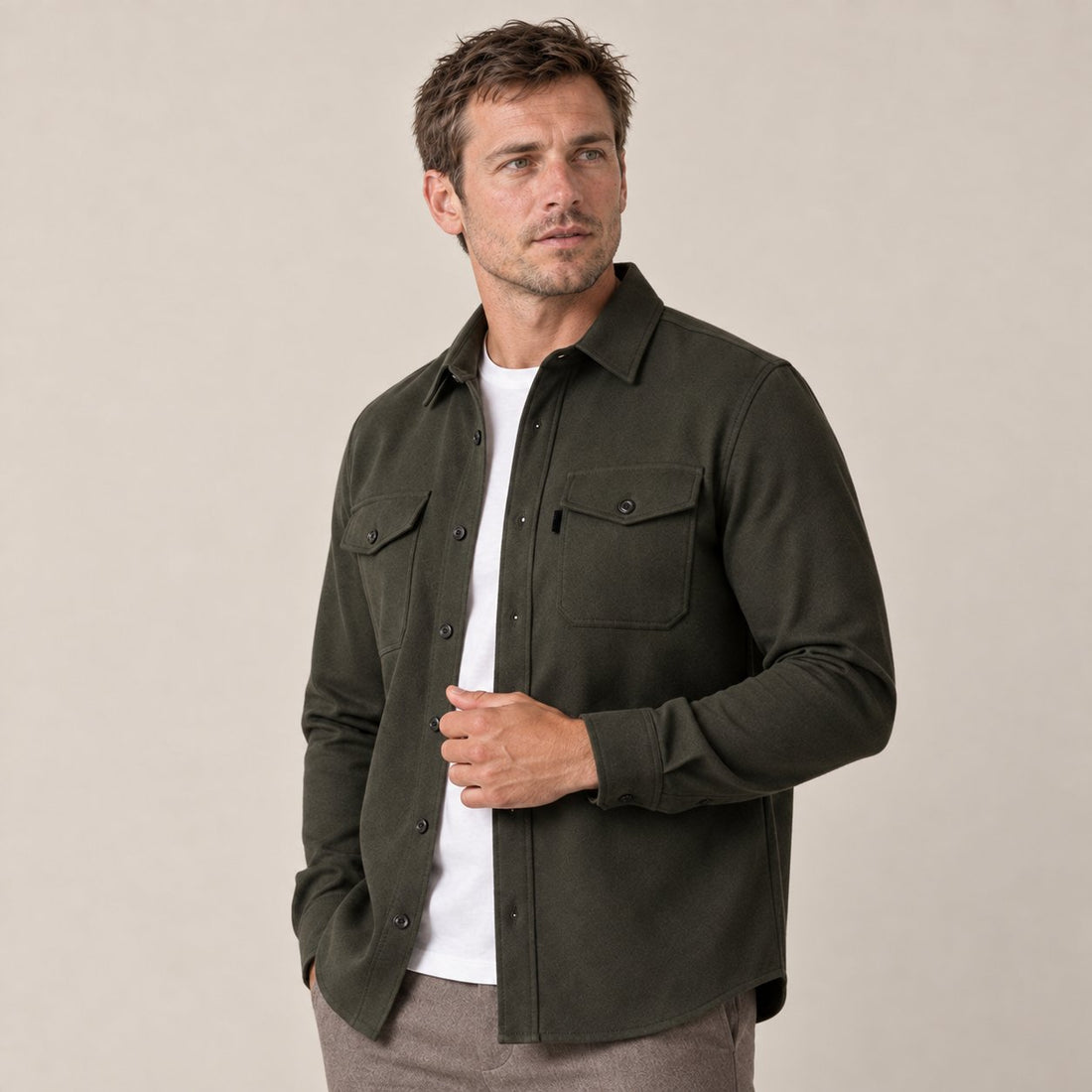 Koszula wierzchnia męska slim fit z efektem szczotkowanej bawełny