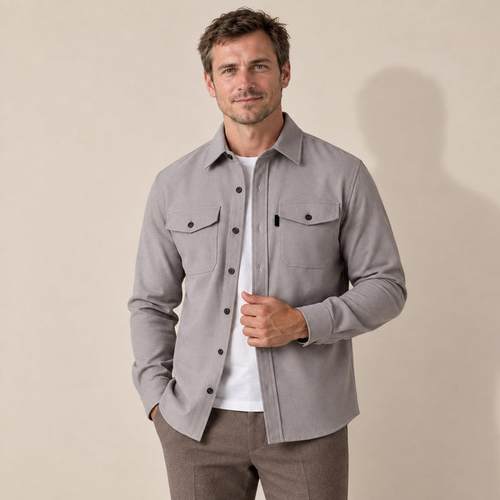 Koszula wierzchnia męska slim fit z efektem szczotkowanej bawełny