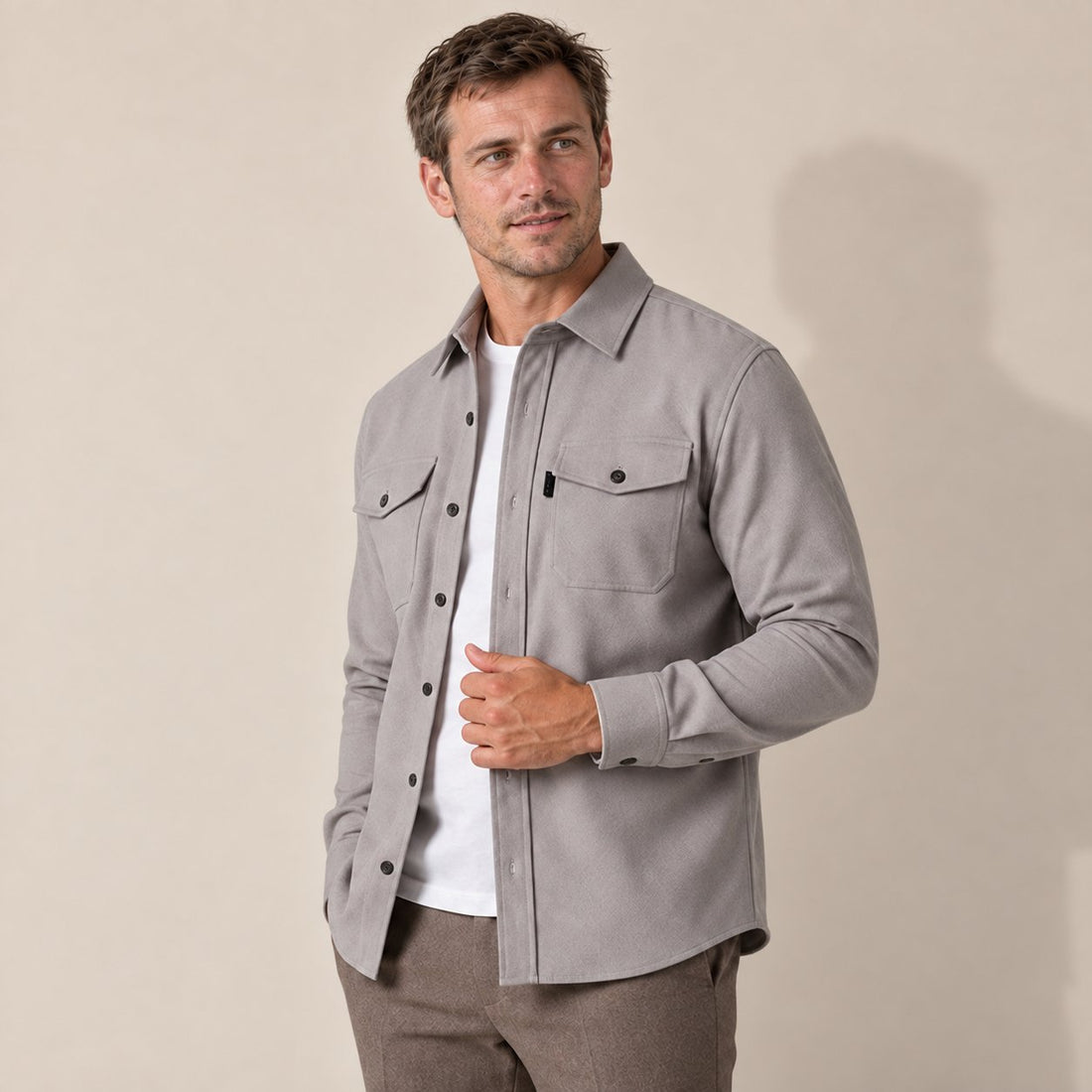 Koszula wierzchnia męska slim fit z efektem szczotkowanej bawełny