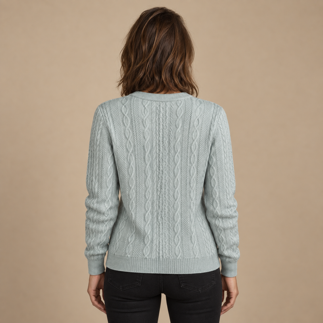 Sweter damski w warkocze z zamkiem przy szyi
