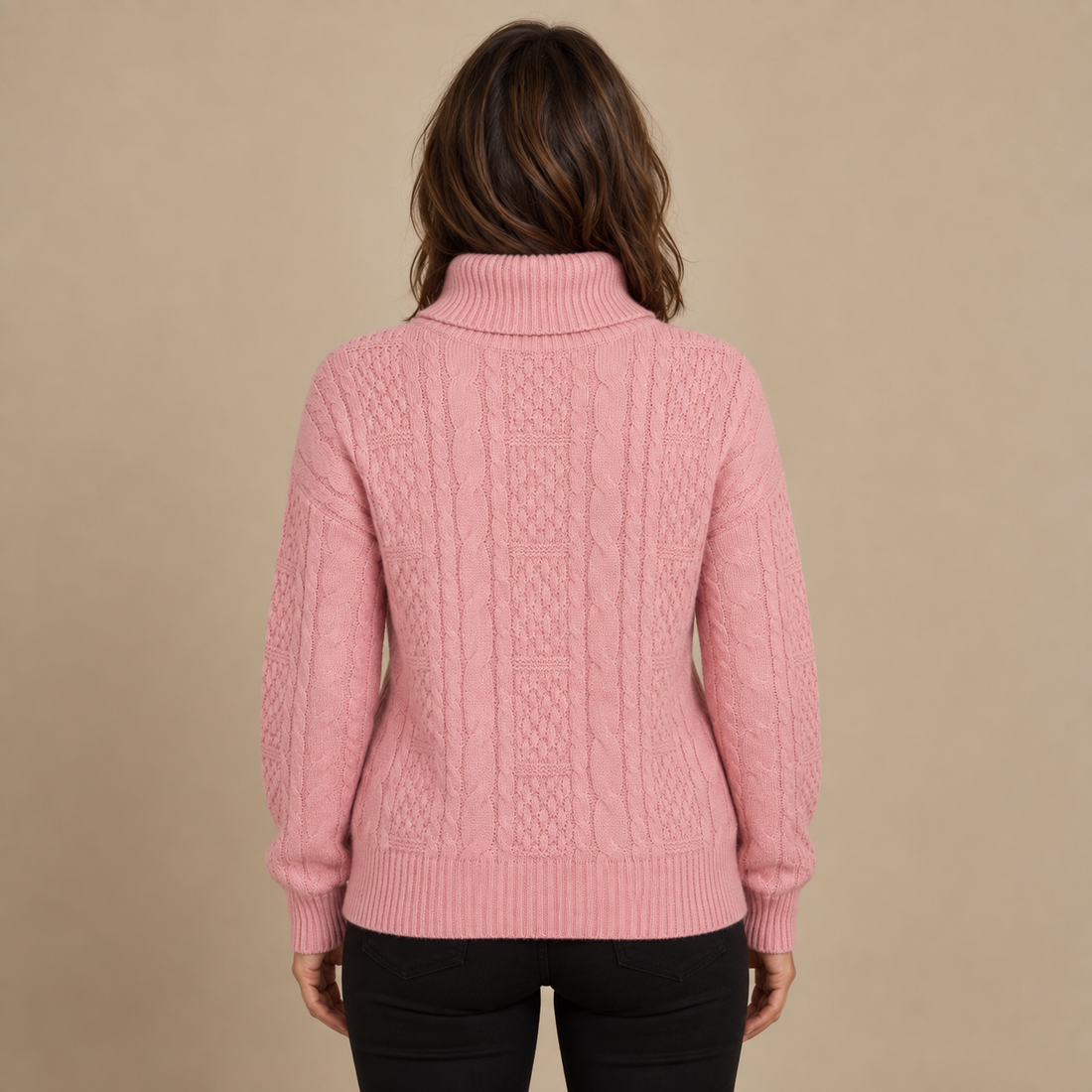 Sweter damski w warkocze z zamkiem przy szyi