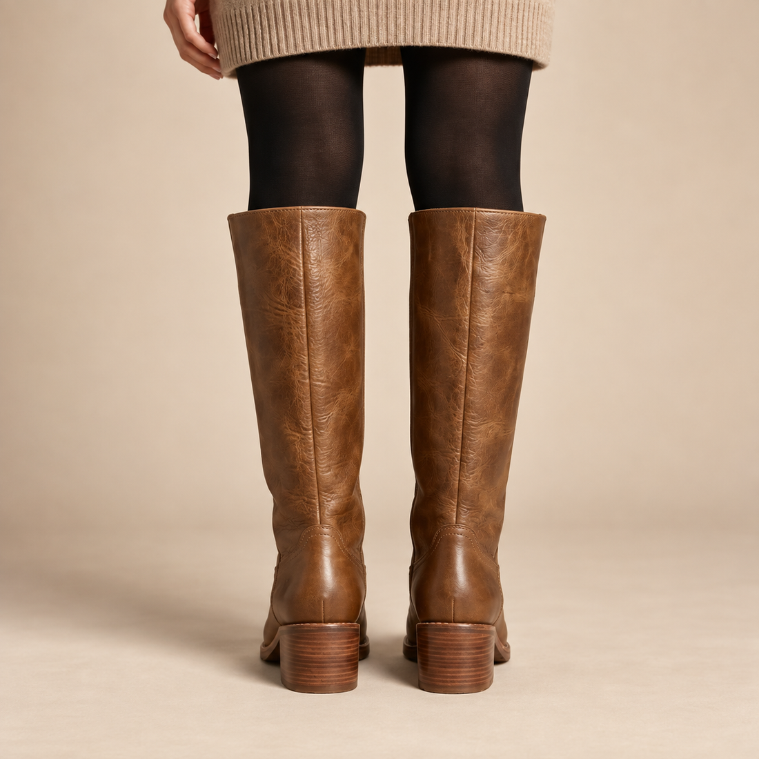 Jesienne buty damskie z anatomiczną wkładką i cholewką do połowy łydki