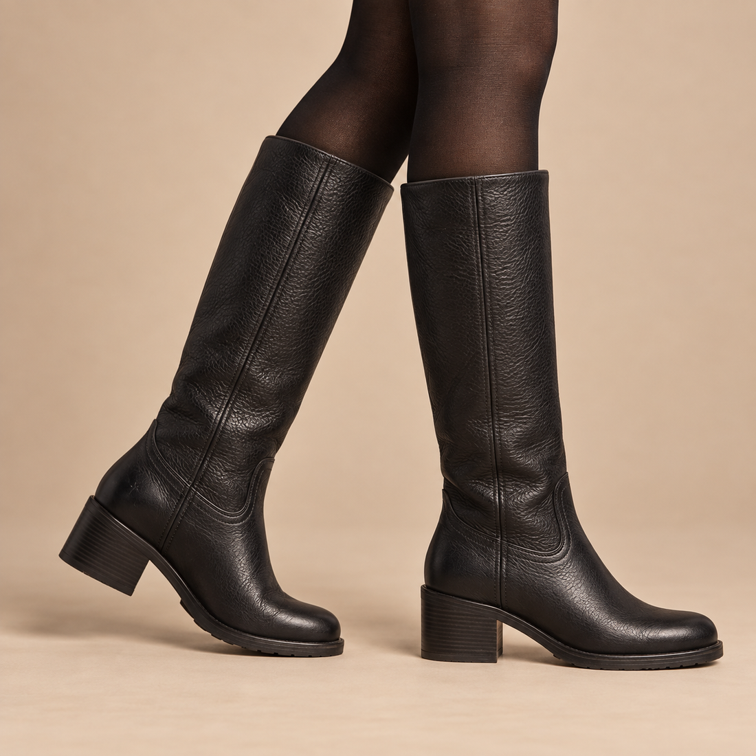 Jesienne buty damskie z anatomiczną wkładką i cholewką do połowy łydki