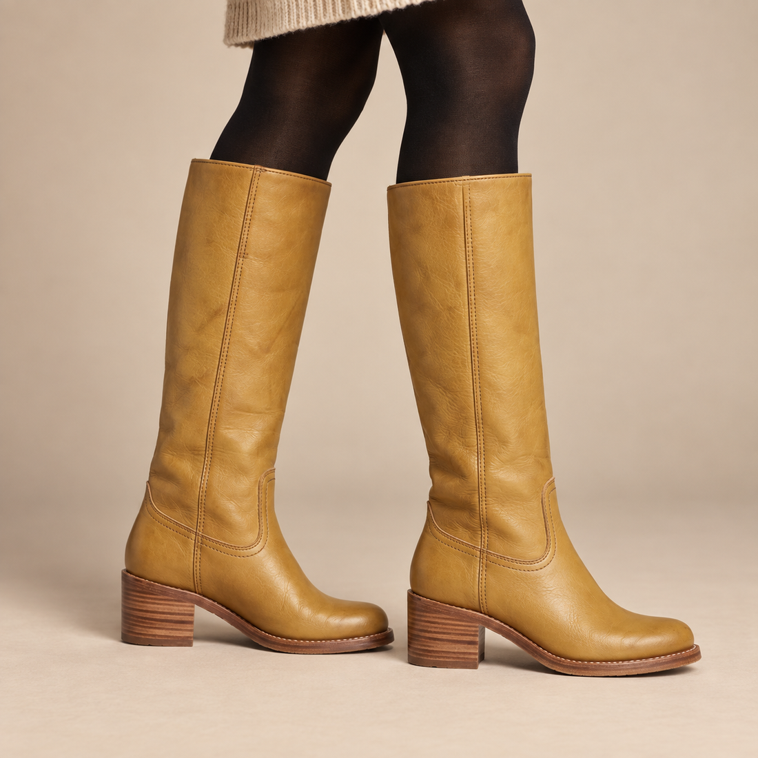 Jesienne buty damskie z anatomiczną wkładką i cholewką do połowy łydki