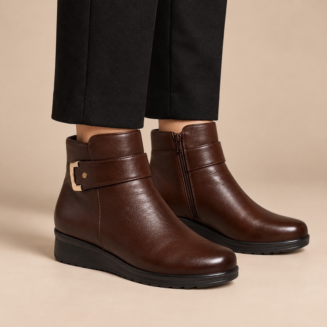 Skórzane buty damskie z anatomiczną podeszwą i usztywnioną cholewką