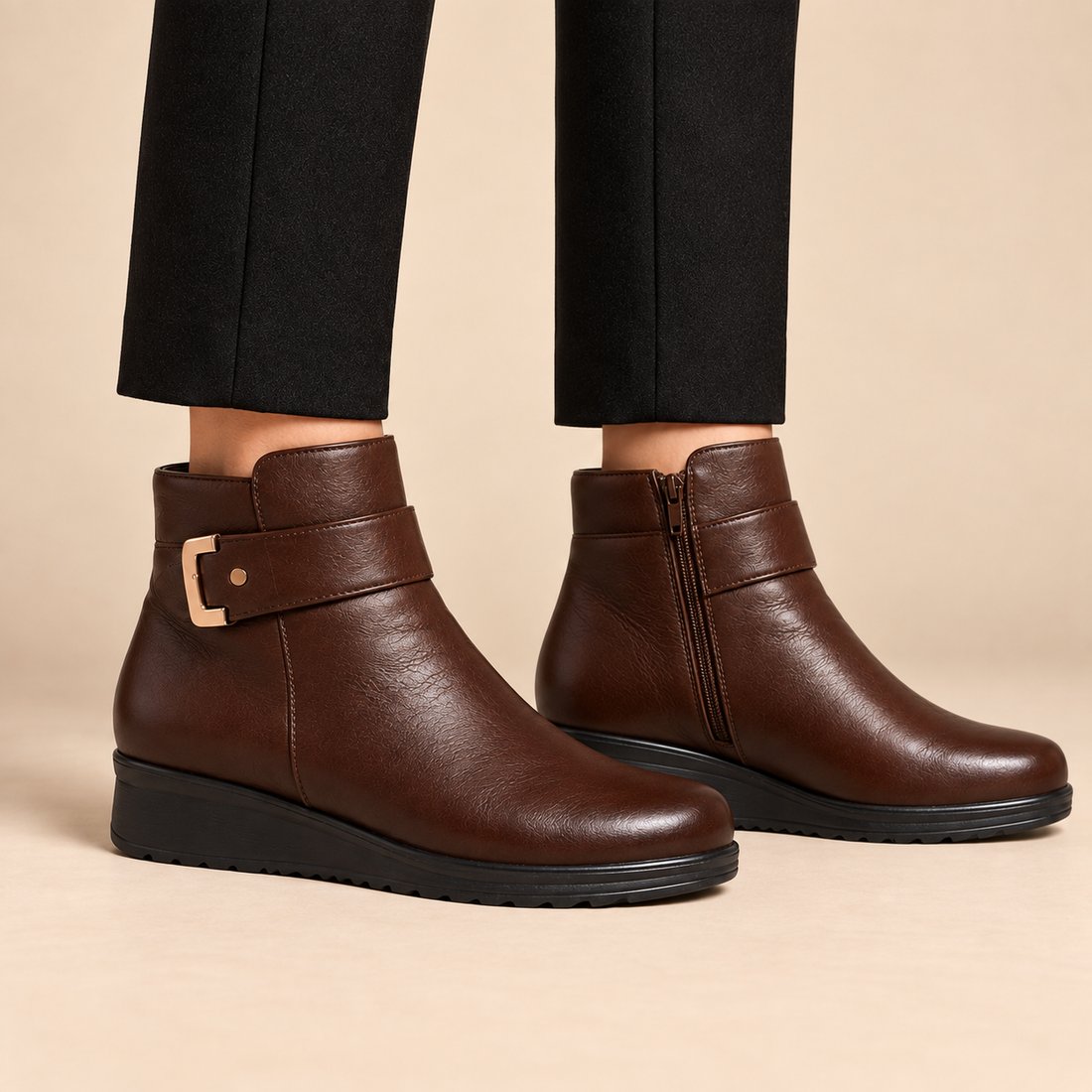 Skórzane buty damskie z anatomiczną podeszwą i usztywnioną cholewką
