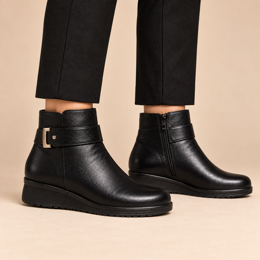 Skórzane buty damskie z anatomiczną podeszwą i usztywnioną cholewką