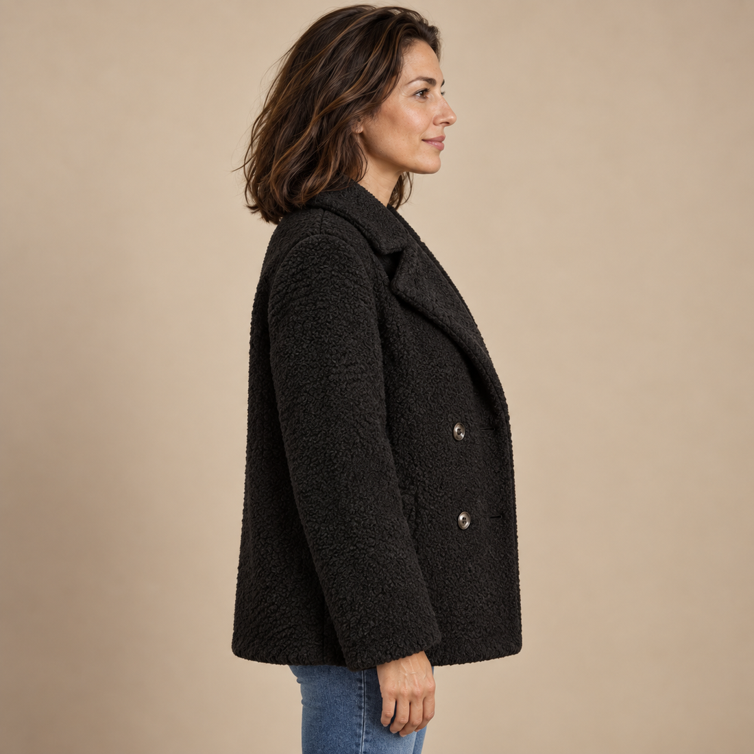 Kurtka damska teddy oversize z klapami