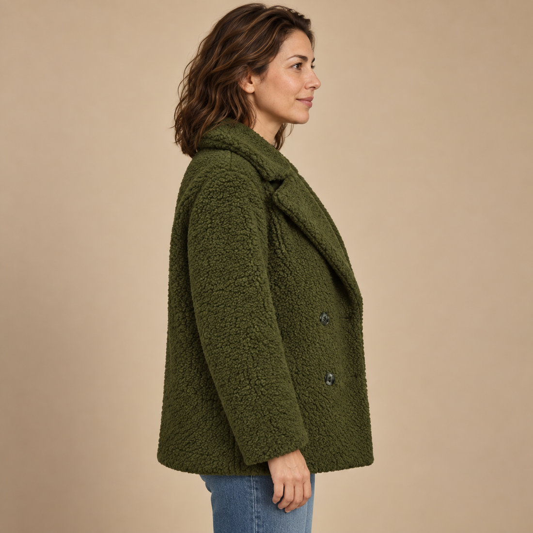 Kurtka damska teddy oversize z klapami