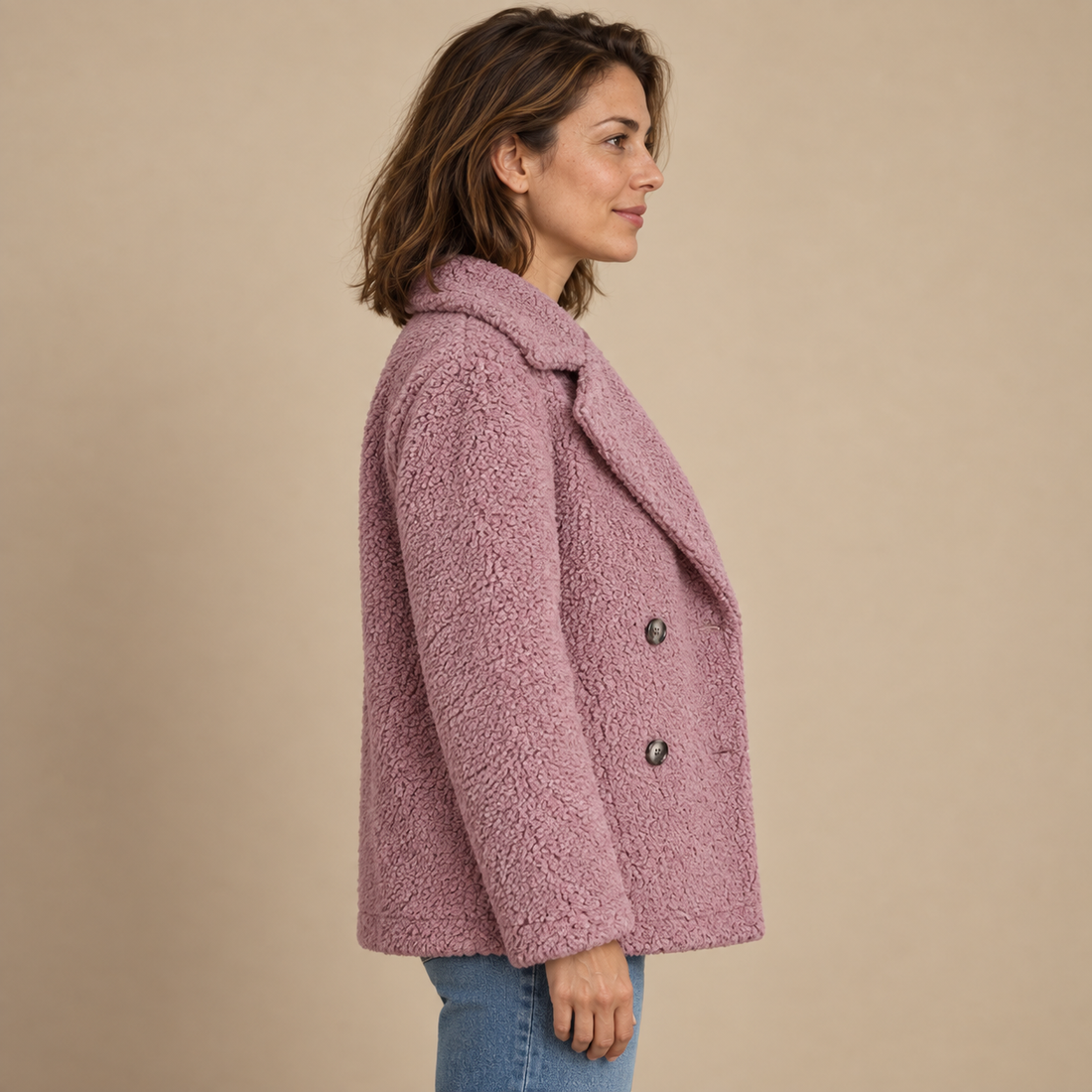 Kurtka damska teddy oversize z klapami