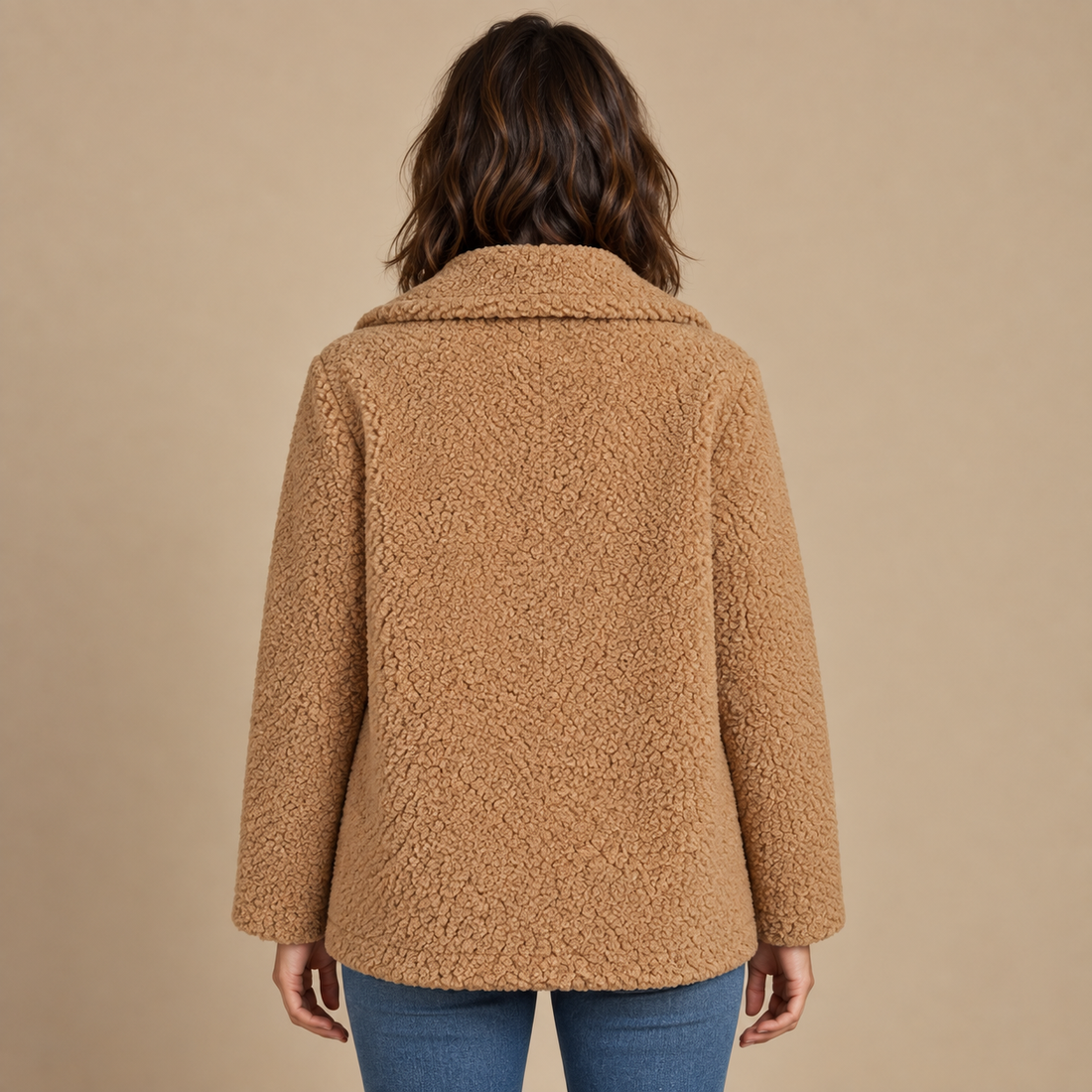 Kurtka damska teddy oversize z klapami
