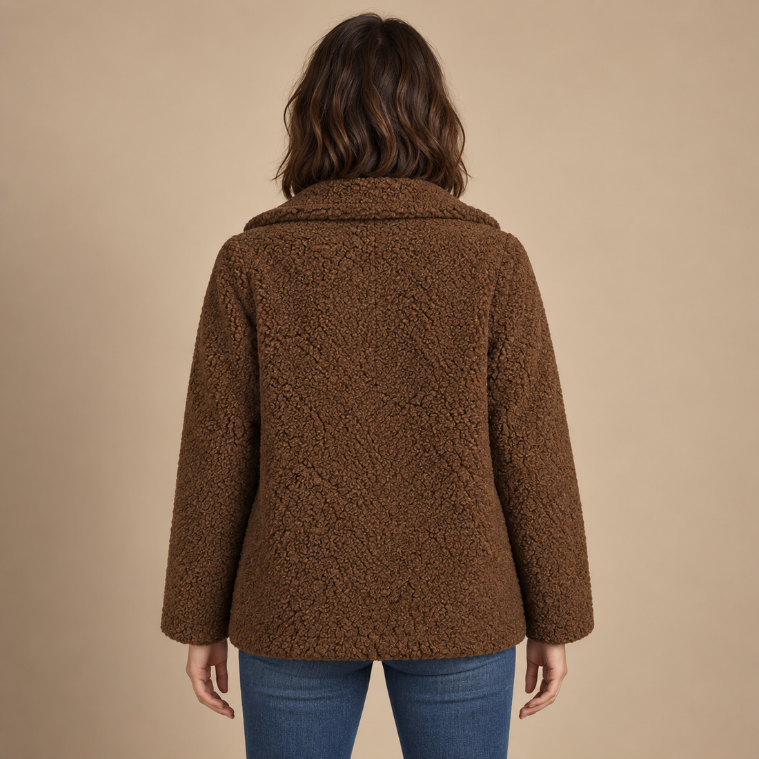 Kurtka damska teddy oversize z klapami