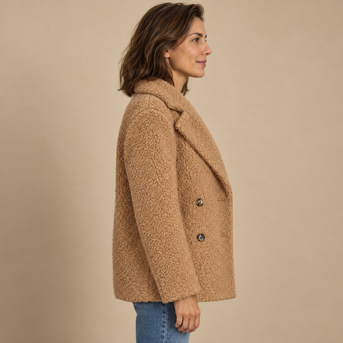 Kurtka damska teddy oversize z klapami