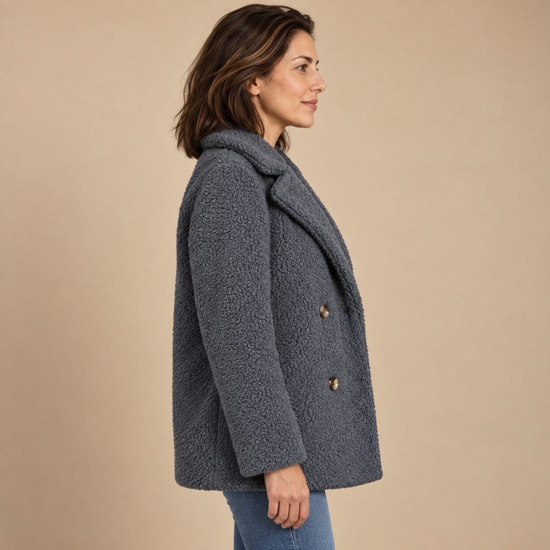 Kurtka damska teddy oversize z klapami