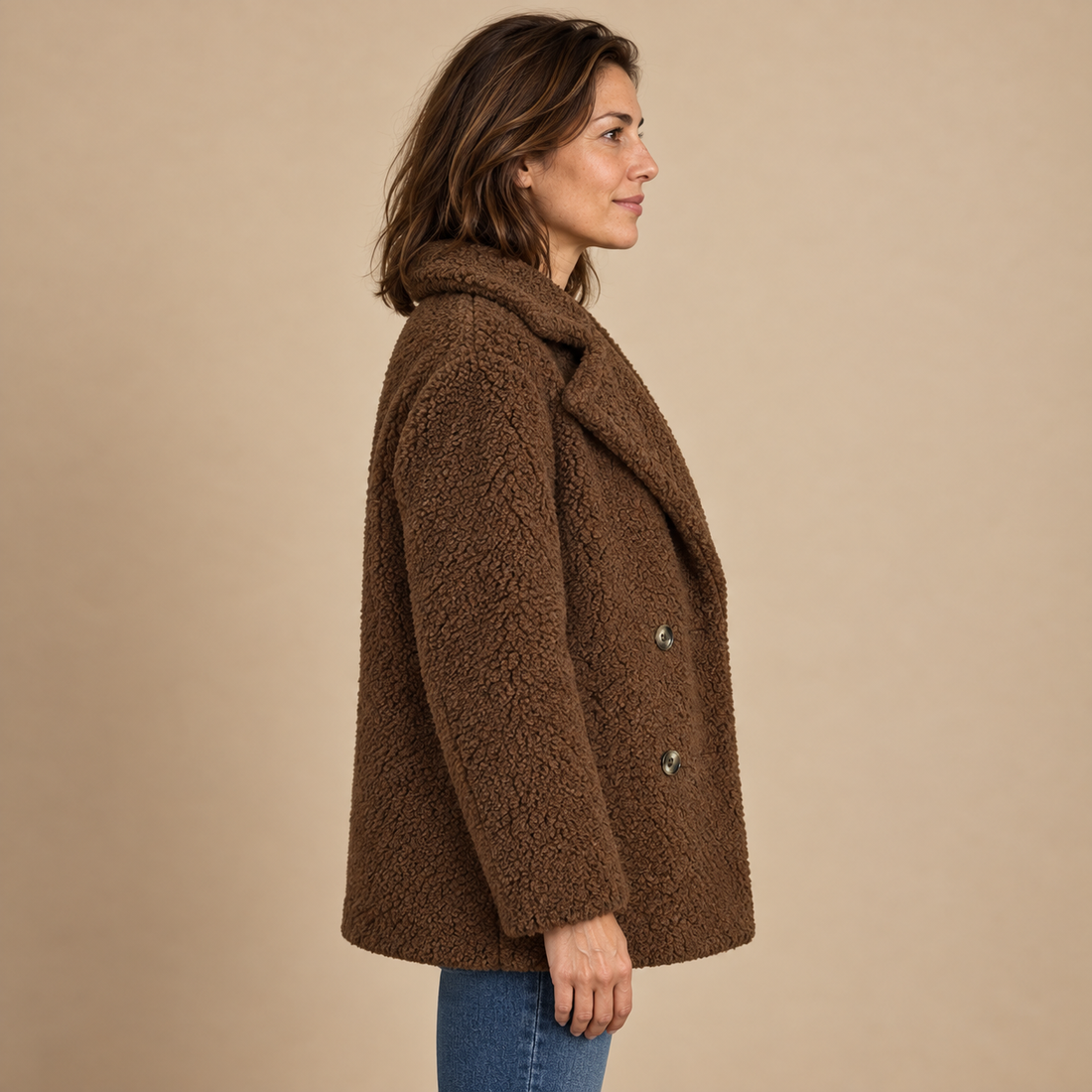 Kurtka damska teddy oversize z klapami