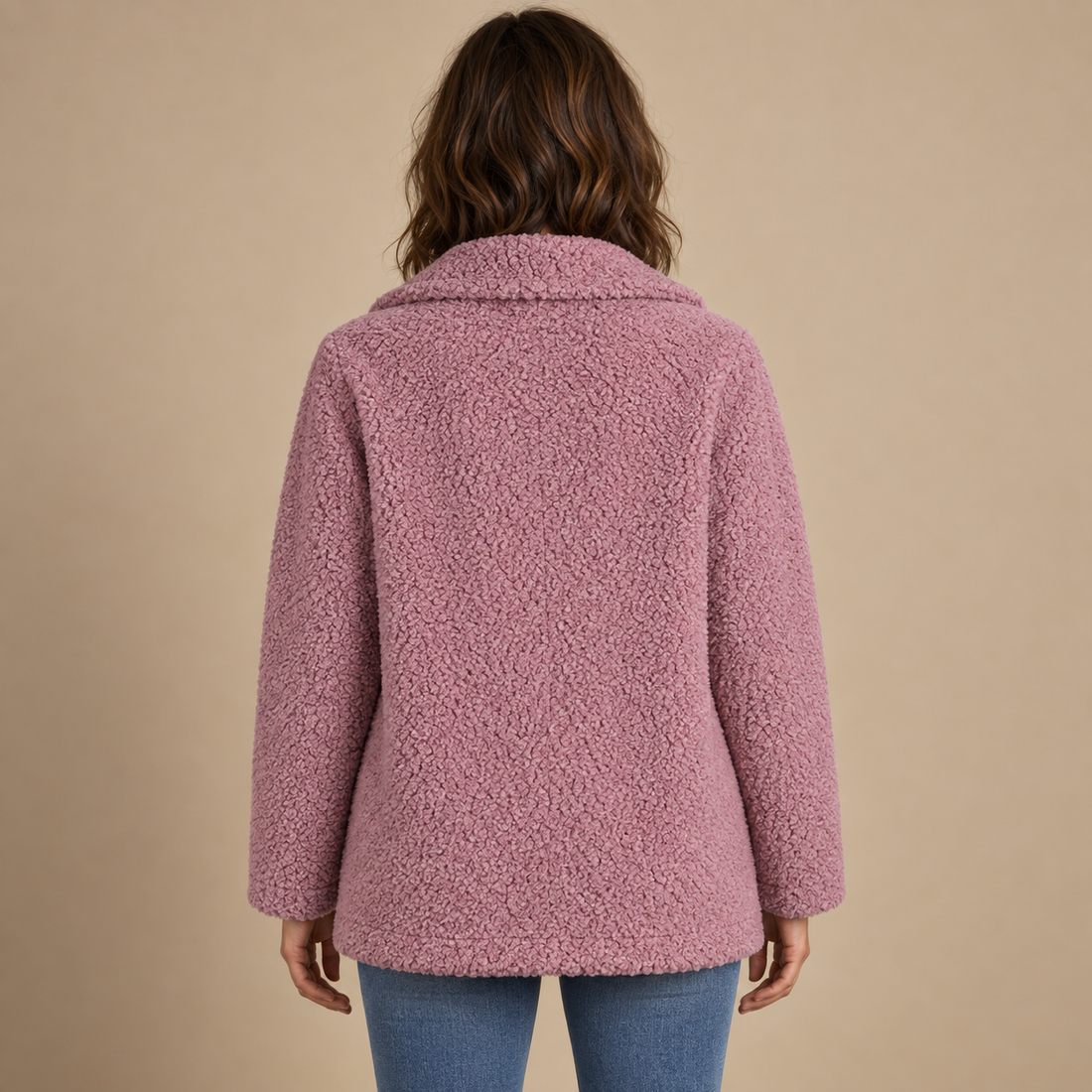 Kurtka damska teddy oversize z klapami