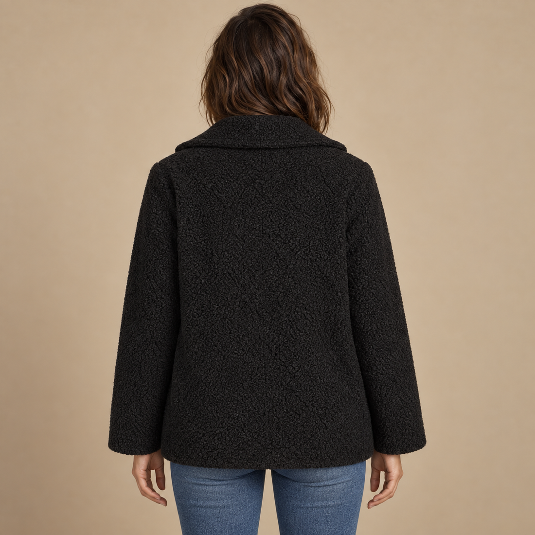 Kurtka damska teddy oversize z klapami