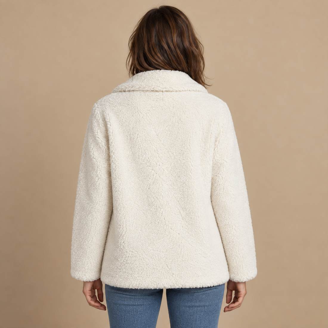 Kurtka damska teddy oversize z klapami