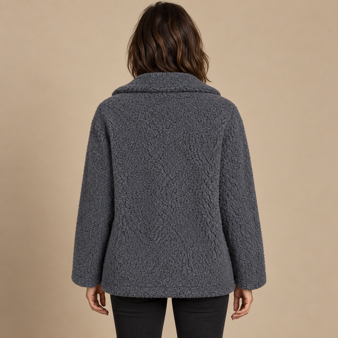 Kurtka damska teddy oversize z klapami