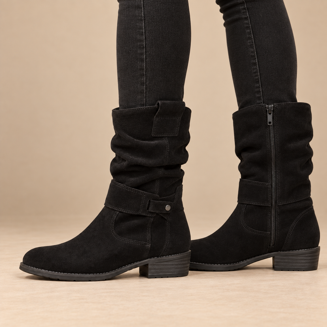 Buty damskie na zamek z antypoślizgową podeszwą