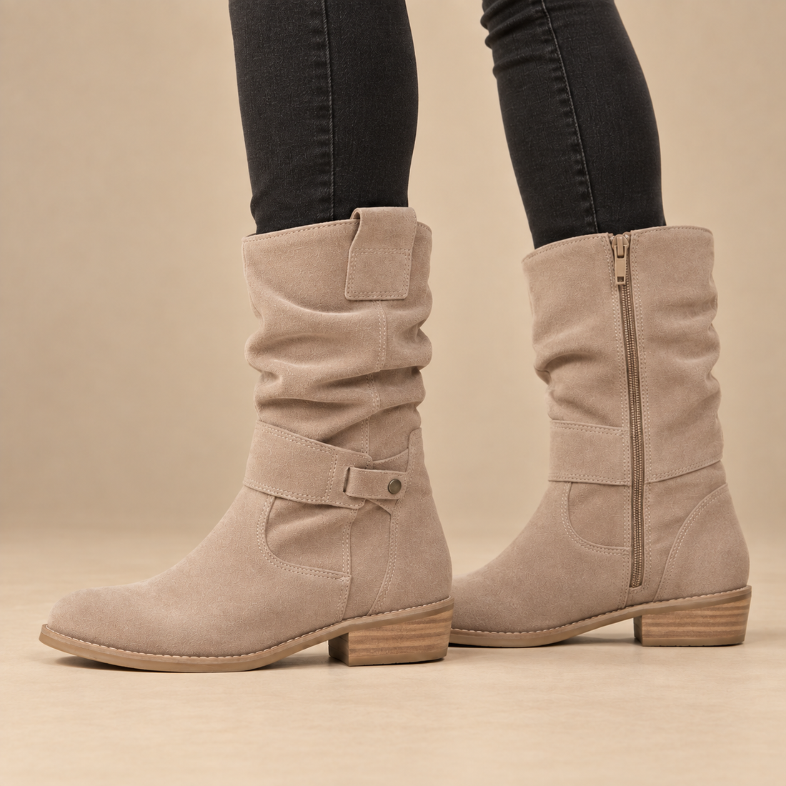 Buty damskie na zamek z antypoślizgową podeszwą