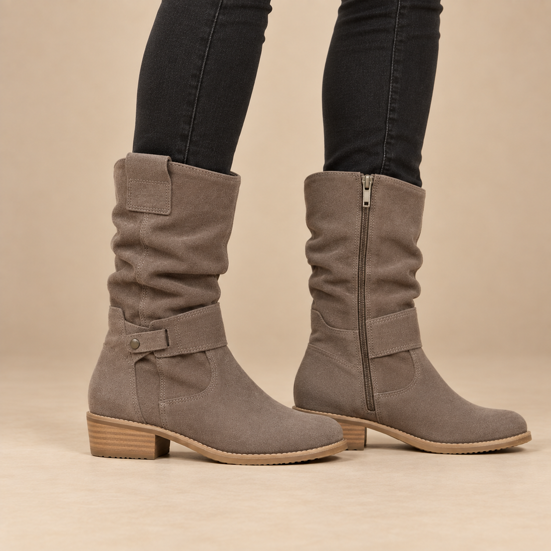 Buty damskie na zamek z antypoślizgową podeszwą