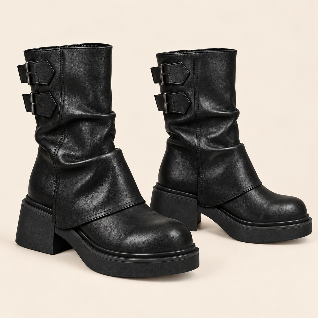 Jesienne buty damskie ze sprzączkami z boku