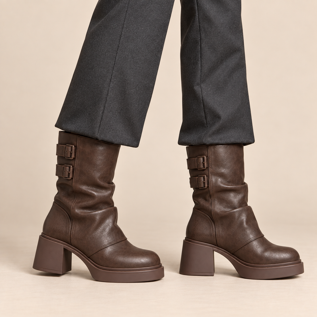 Jesienne buty damskie ze sprzączkami z boku