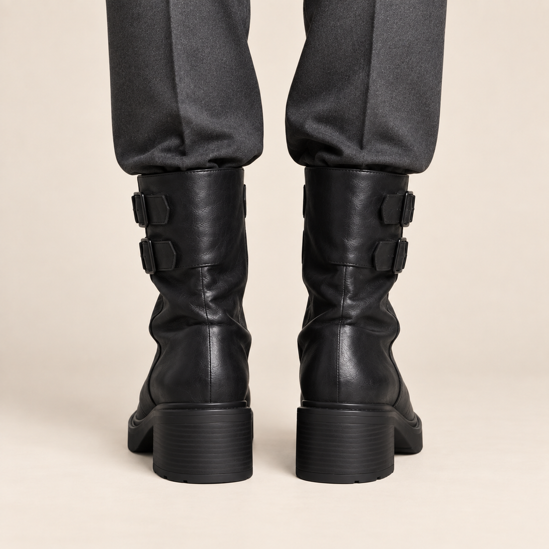 Jesienne buty damskie ze sprzączkami z boku
