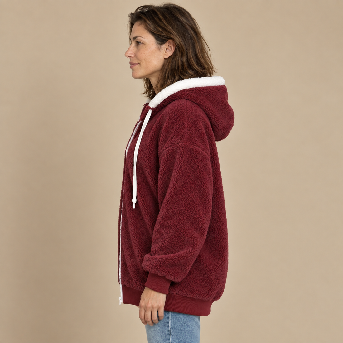 Ciepła kurtka damska teddy oversize na zimę